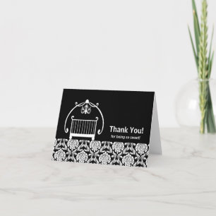 Carte de remerciement pour le lit de Damas noir et
