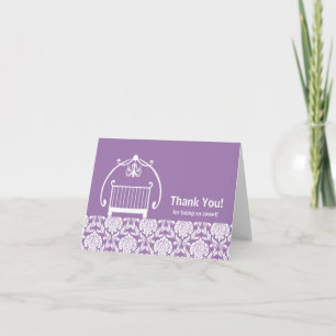 Carte de remerciement pour le lit de Damas violet 