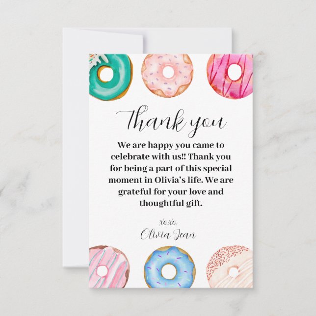 Carte de remerciement pour le premier anniversaire (Devant)