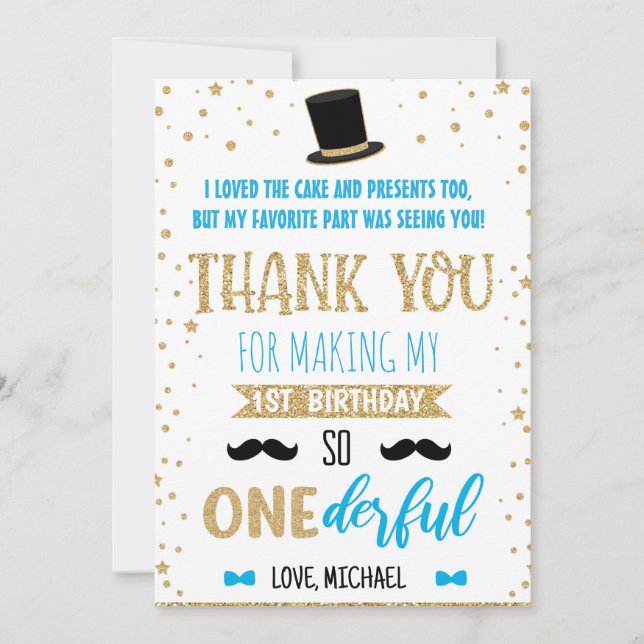 Carte de remerciement pour le premier anniversaire (Devant)