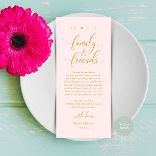 Carte de Remerciement pour le Repas de Mariage Ros