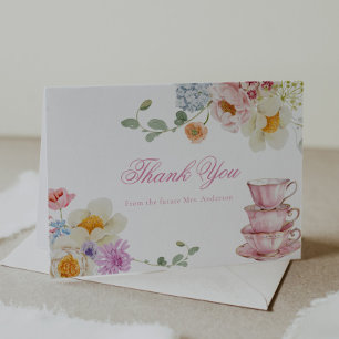 Carte de remerciement pour le Tea Party fleur sauv