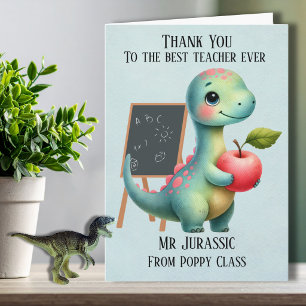 Carte de remerciement pour l'enseignant dinosaure