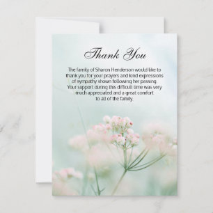 Carte de remerciement pour les funérailles florale