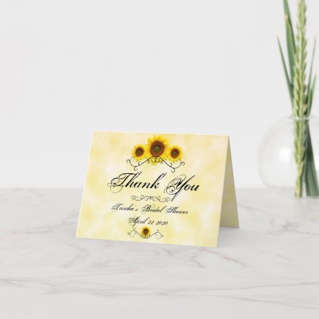 Carte de remerciement pour mariage tournesol (Devant)