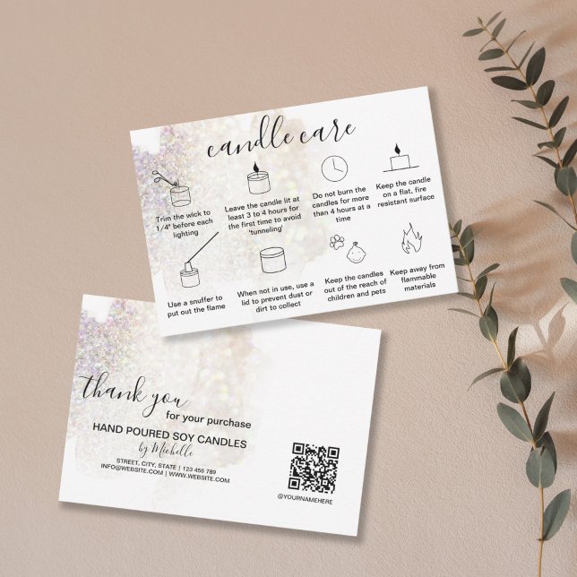 Carte de remerciement pour soins de bougue avec co (minimalist icons with a blush pink watercolor background splash)