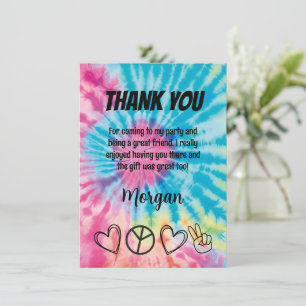 Carte de remerciement pour soirée Tie Dye