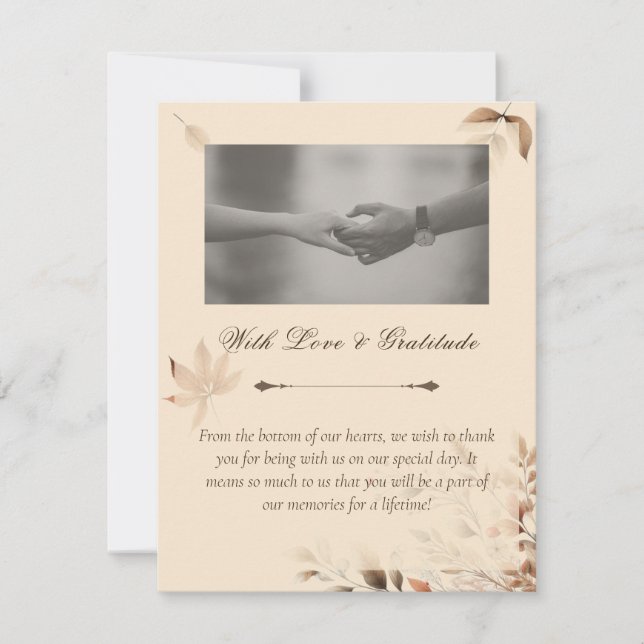 Carte de Remerciement pour un Mariage d'Automne au (Devant)