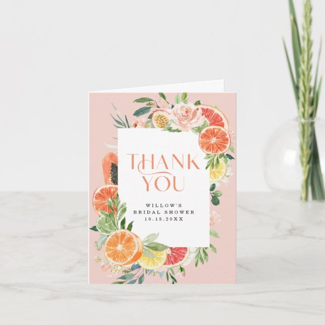 Carte de remerciement pour un mariage tropical Cit (Devant)
