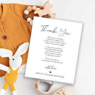 Carte de remerciement pour une baby shower à petit