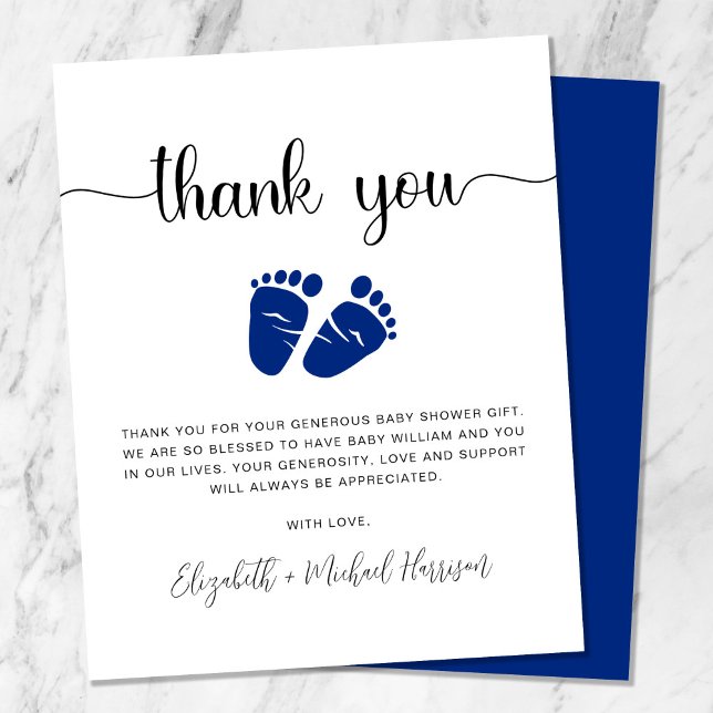 Carte de remerciement pour une baby shower garçon  (Créateur téléchargé)