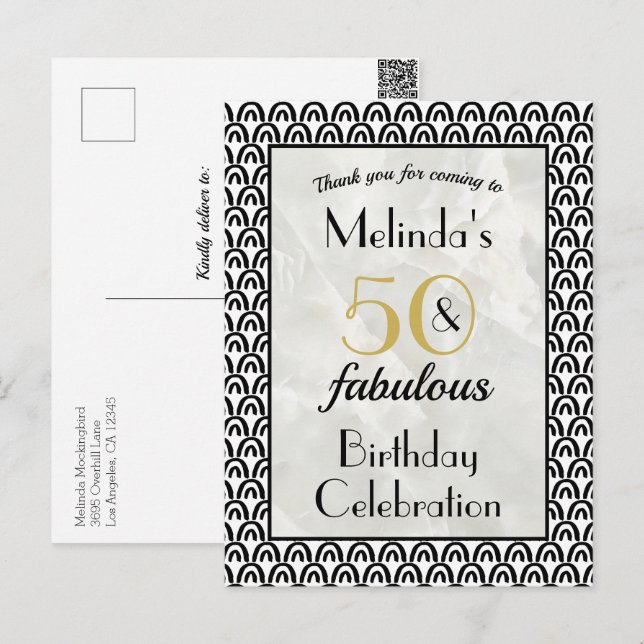 Carte de remerciement pour une fête d'anniversaire (Devant / Derrière)