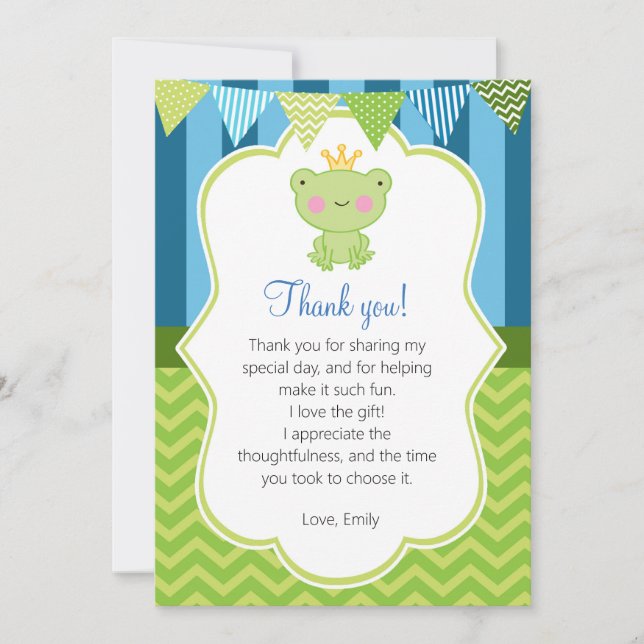 Carte de remerciement Prince Frog (Devant)