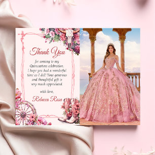 Carte de remerciement Quinceanera occidentale rust