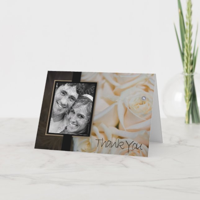 carte de remerciement rose ivoire (Devant)