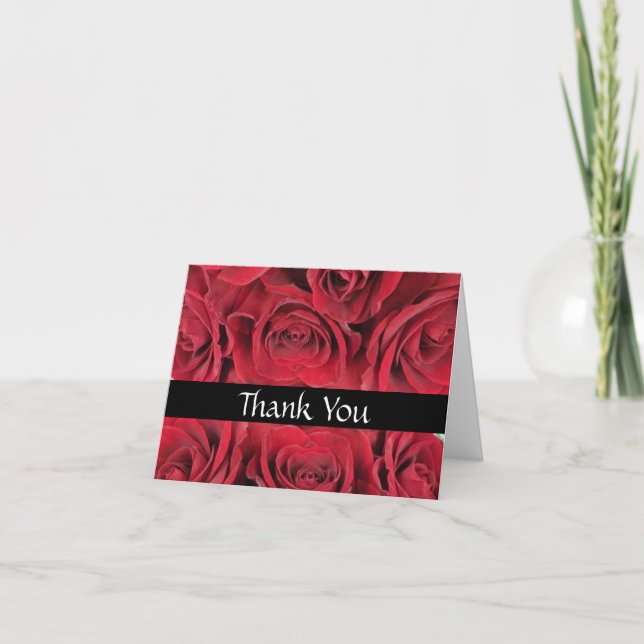 Carte de remerciement Roses Rouges (Devant)