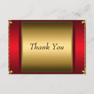 Carte de remerciement Rouge Or Merci