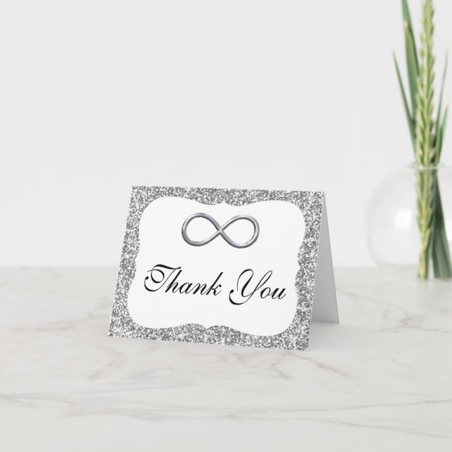 Carte de remerciement Silver Glitter Silver Infini (Devant)