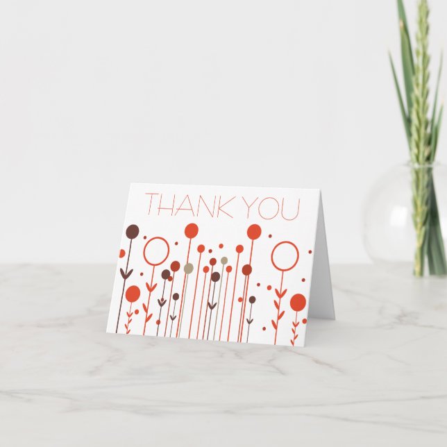 Carte de remerciement simple à motif floral orange (Devant)