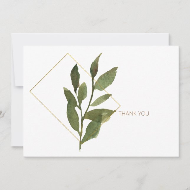 Carte de remerciement simple avec feuillage modern (Devant)