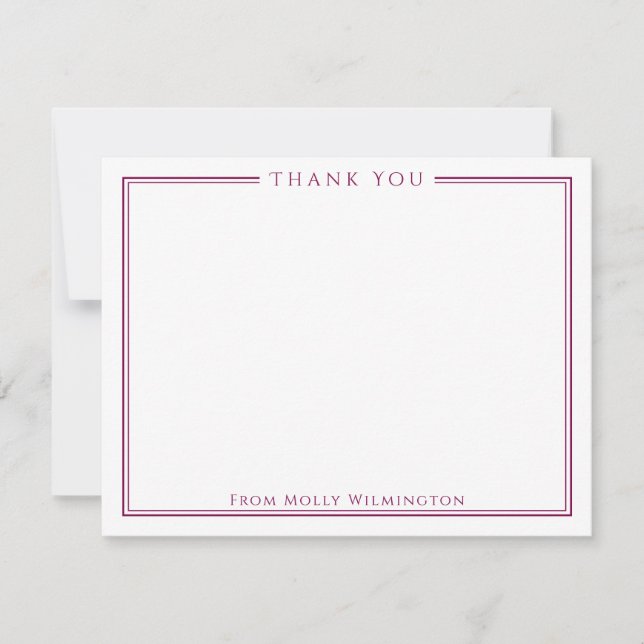 Carte de Remerciement Simple Élégance Vin Rouge (Devant)