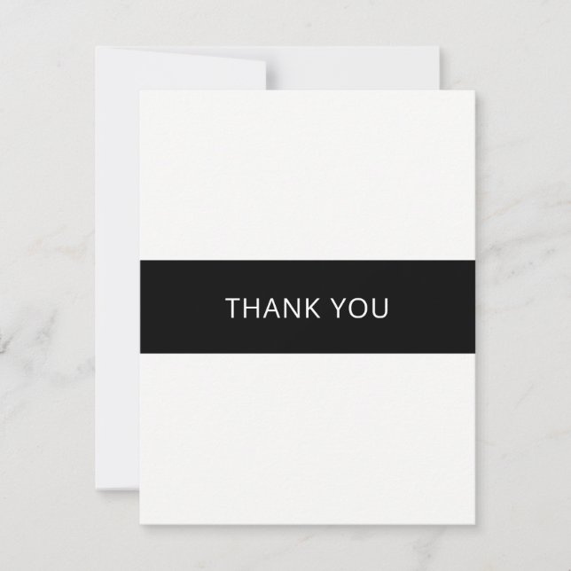 Carte de remerciement simple noir et blanc - à pla (Devant)
