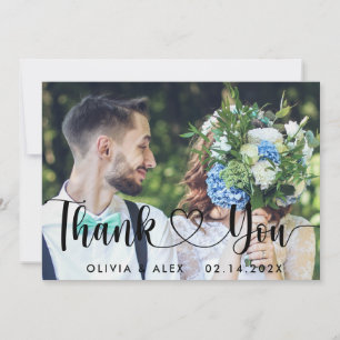 Carte de remerciement simple pour photo de mariage