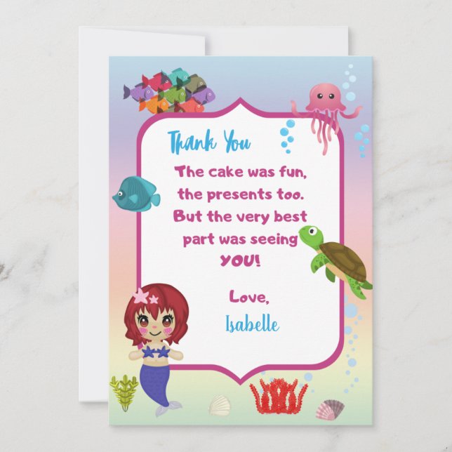 Carte de remerciement sirène (Devant)