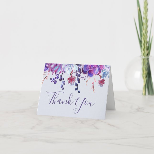 Carte de remerciement Succulentes Violettes (Devant)