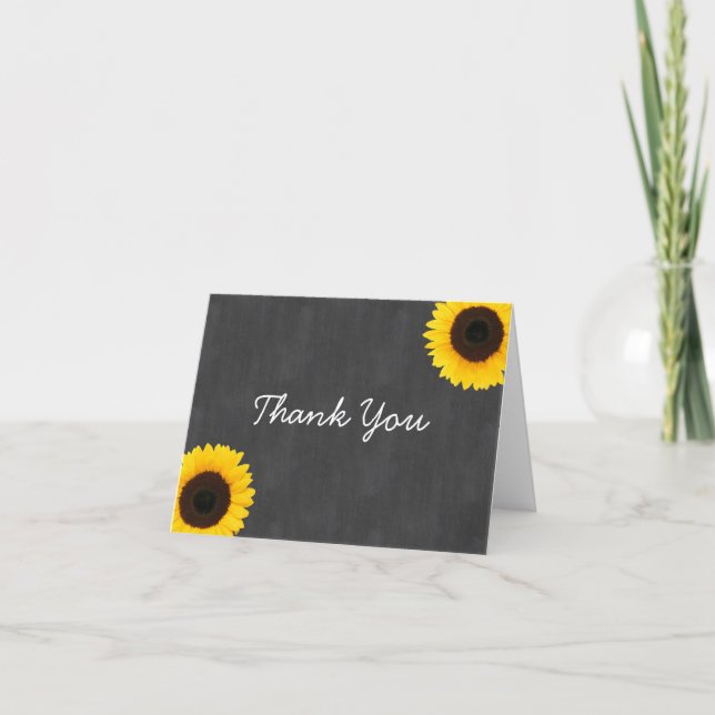 Carte de remerciement Sunflower Chalkboard (Devant)