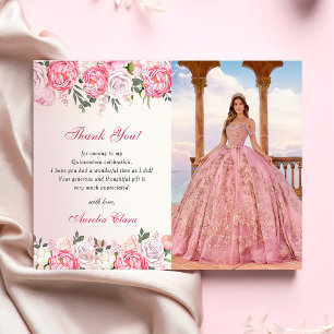 Carte de remerciement Sweet 16 Roses pastel romant