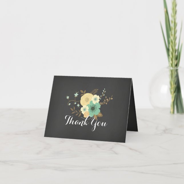 Carte de remerciement Sweet Floral Chalkboard (Devant)