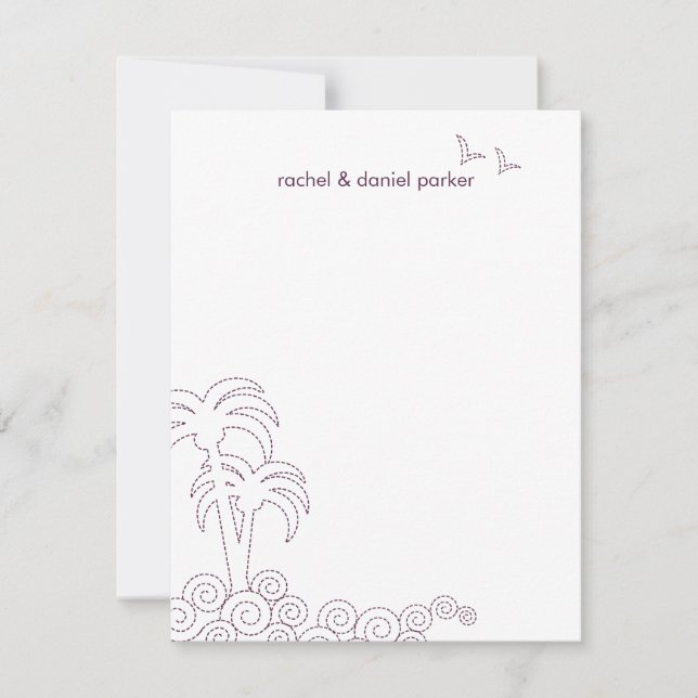 Carte de remerciement Swirling Waves - Aubergine (Devant)