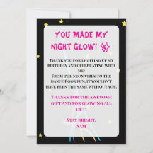 Carte de remerciement Teen Glow Party – Édition Ne