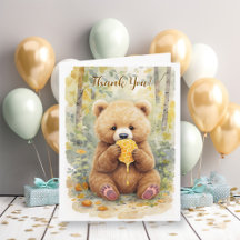 Carte de remerciement thème ours pour cadeaux de B