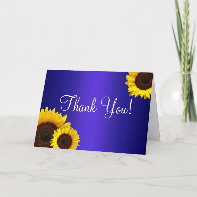 Carte de remerciement Tournesols Jaune et Bleu (Devant)