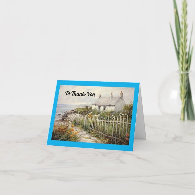 Carte de remerciement vintage Cottage (Devant)