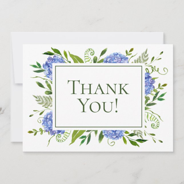 Carte De Remerciements 100e anniversaire Blue Hydrangeas (Devant)