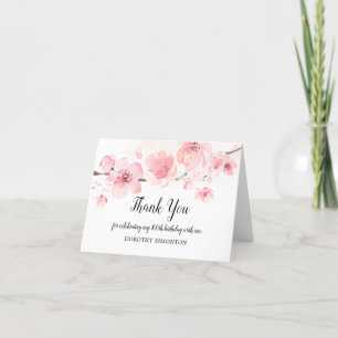 Carte De Remerciements 100e anniversaire Fleur rose de cerise