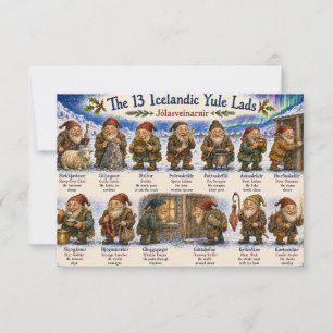Carte De Remerciements 13 lutins islandais de Noël à reykjavik