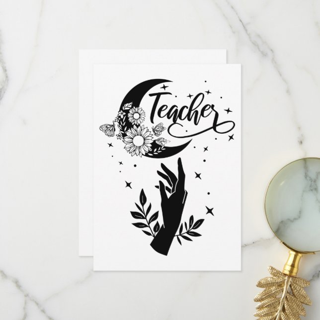 Carte De Remerciements 1- Chemise d'enseignant inspirant, Enseignant mini (Devant/Arrière en situation)