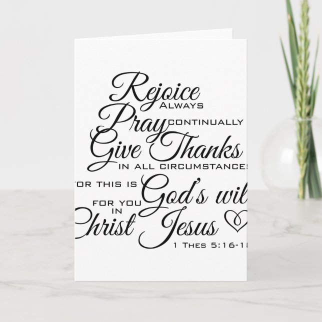 Carte De Remerciements 1 Thes 5:16-18 - Art Écriture (Devant)