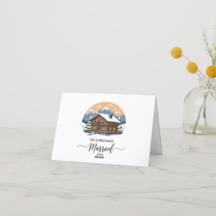 Carte De Remerciements 1er Noël Marié 2025 Ornement de Cabane Rustique