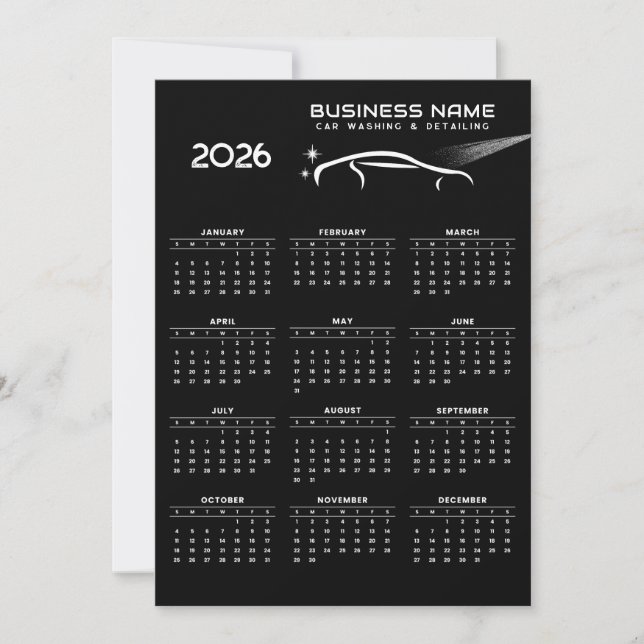 Carte De Remerciements 2026 Calendrier Réparation du logo commercial Déta (Devant)