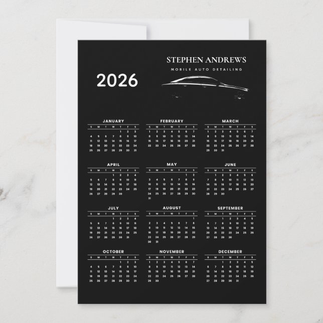 Carte De Remerciements 2026 Calendrier Réparation du logo commercial Déta (Devant)