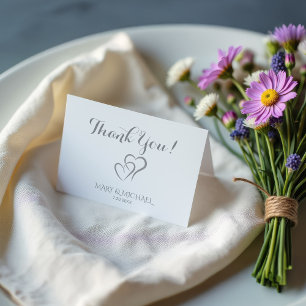 Carte De Remerciements 25e anniversaire d'argent avec des coeurs