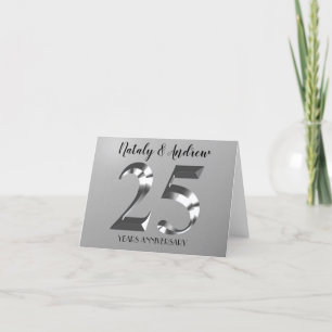 Carte De Remerciements 25e anniversaire Mariage d'argent métallique