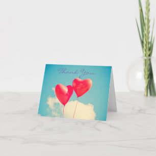 Carte De Remerciements 2 Ballons Ballons en forme de coeur rouge brillant