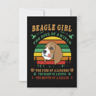 Carte De Remerciements 2 Fille Beagle l'âme le feu le coeur la bouche