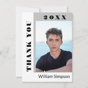 Carte De Remerciements 2 PHOTO Moderne Simple Minimaliste Graduation